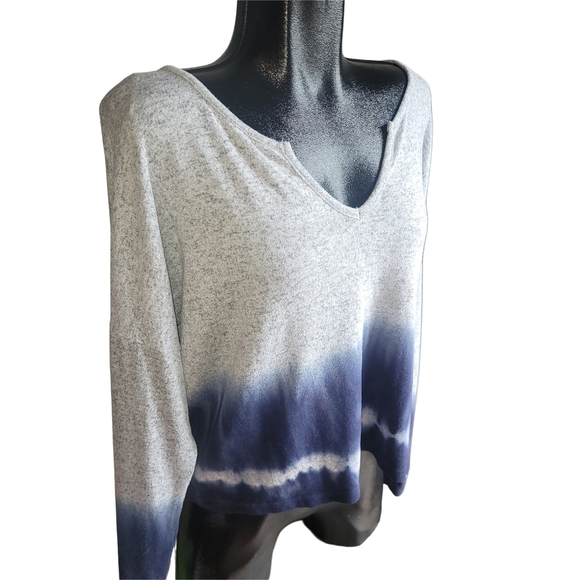 Roxy Staying True Grey and Blue Dip-Dye Long Sleeve Top M - Picture 3 of 7